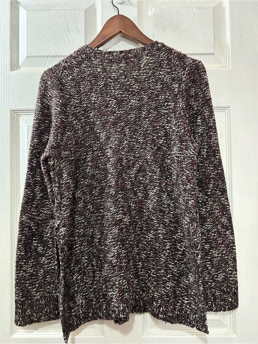 Madewell Cable Knit Sweater Marled Burgundy Gray Womens Medium - Picture 2 of 7